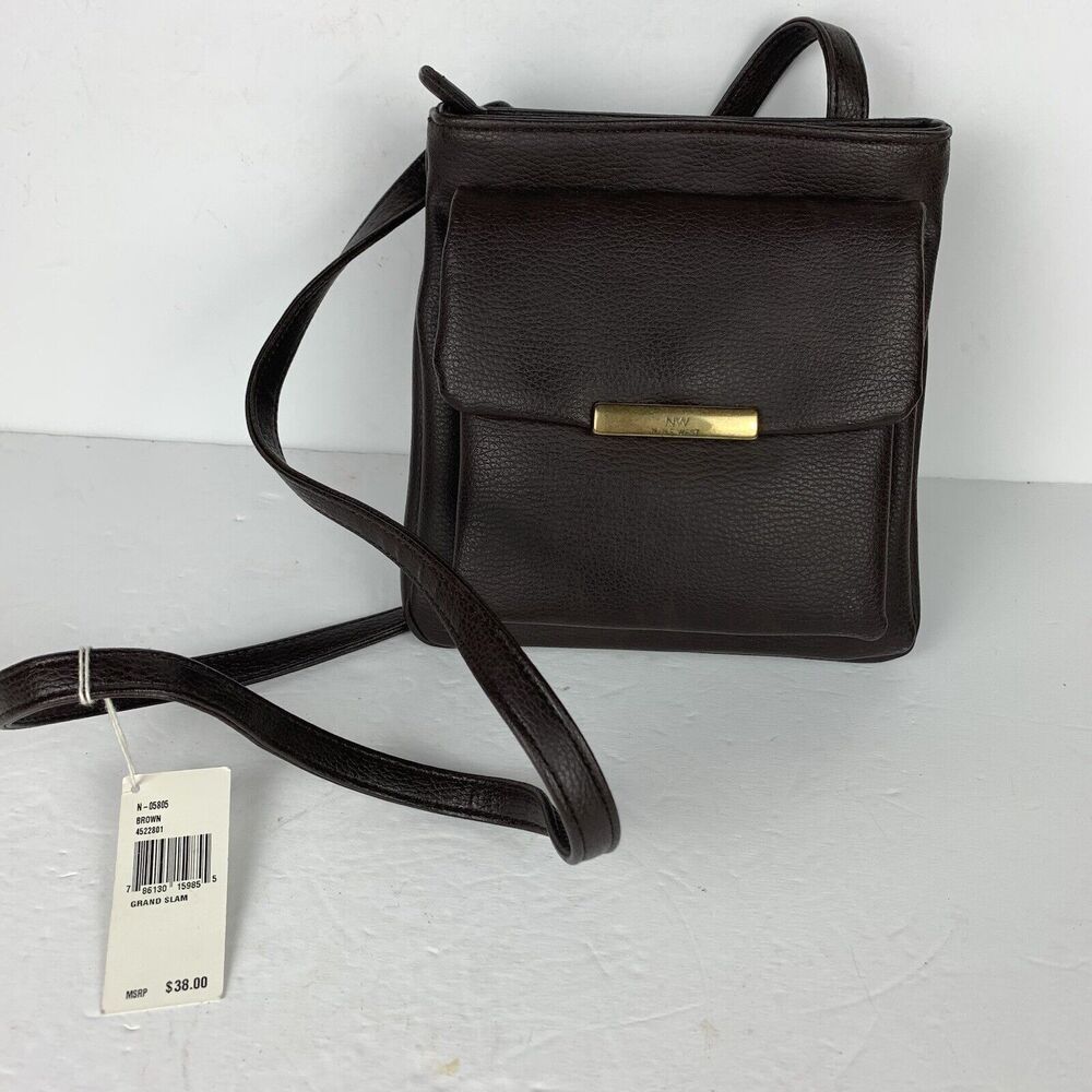 Nine West small Brown crossbody shoulder Purse bag Vinyl NWT